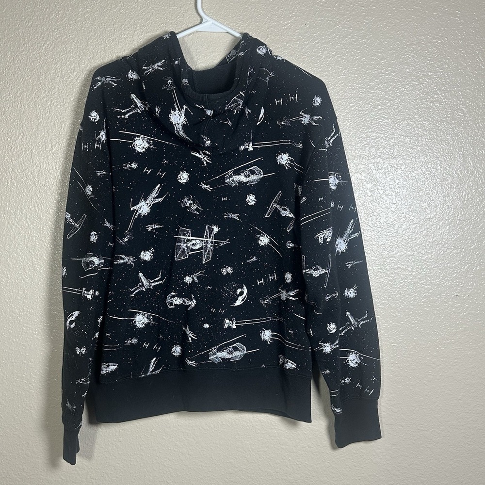 Vintage Star Wars Hoodie Hooded Sweatshirt Sz M Lucas Film Graphic Galaxy Space
